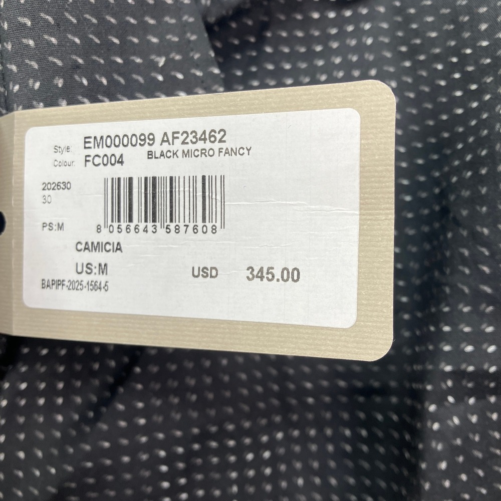 NEW Emporio Armani Mens M Button Down Shirt Black Micro Fancy $345 NWT - Picture 5 of 12